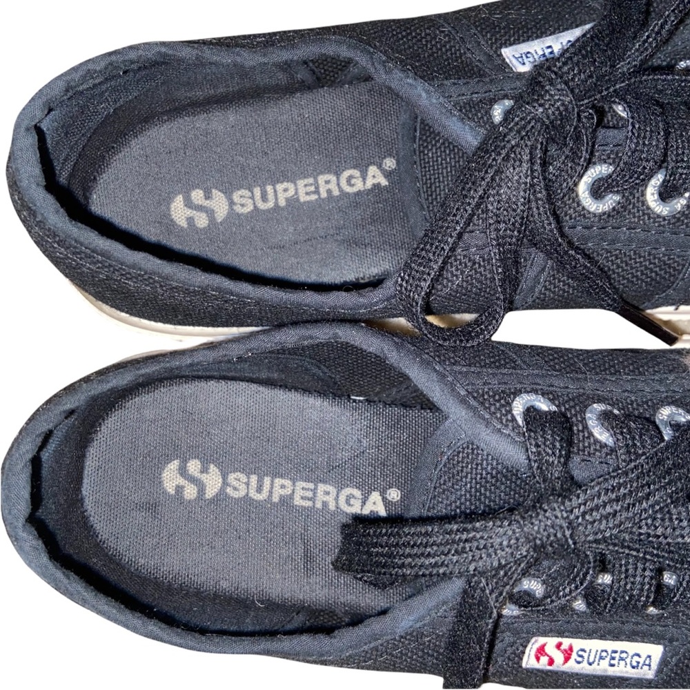 SUPERGA Black Canvas Low Classic Sneakers Size 6 - Picture 6 of 15